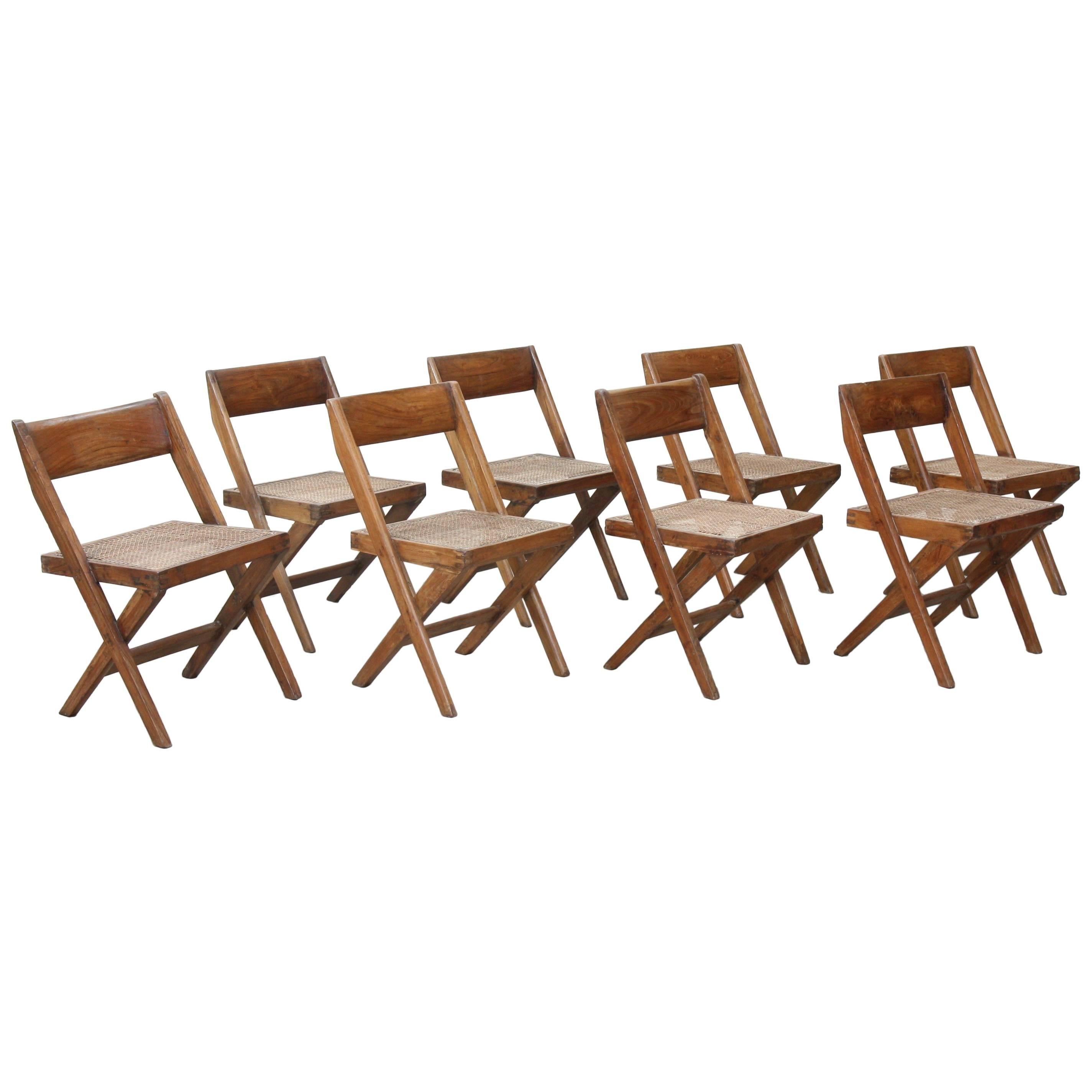 Set of Eight Bookstore Chairs by Pierre Jeanneret