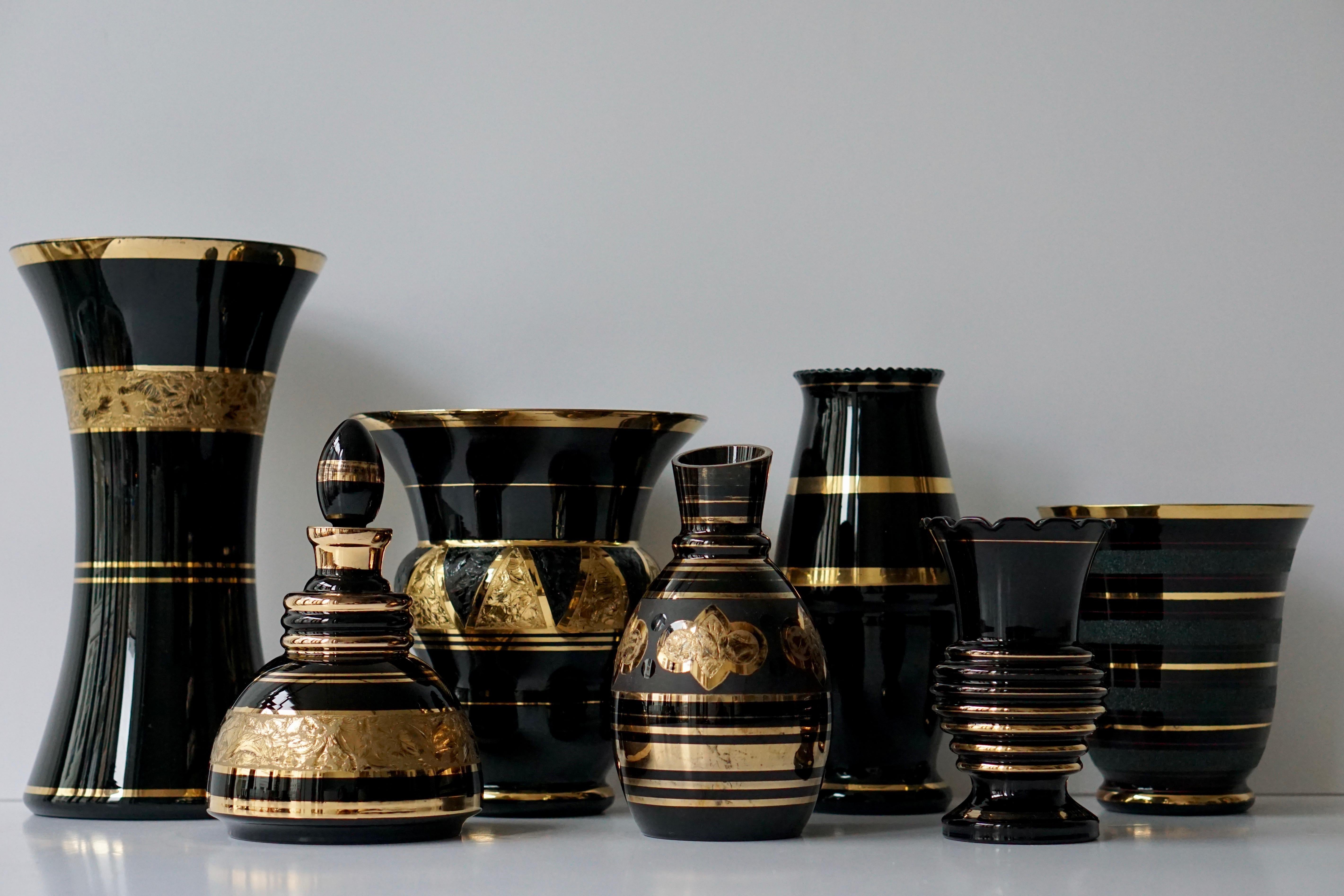 Belgian Set of Eight Booms Glass Vases, Belgium