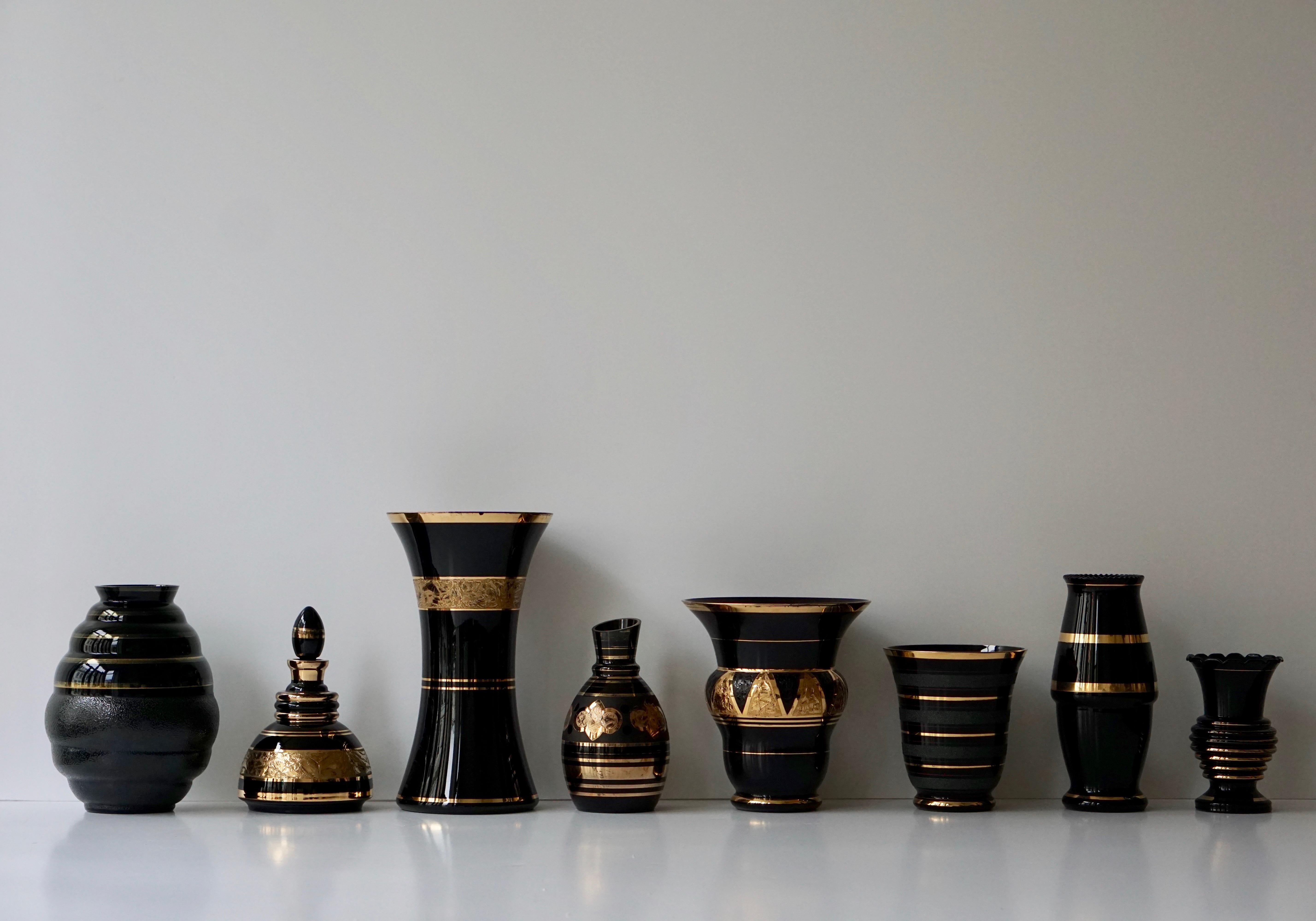 Set of Eight Booms Glass Vases, Belgium 1