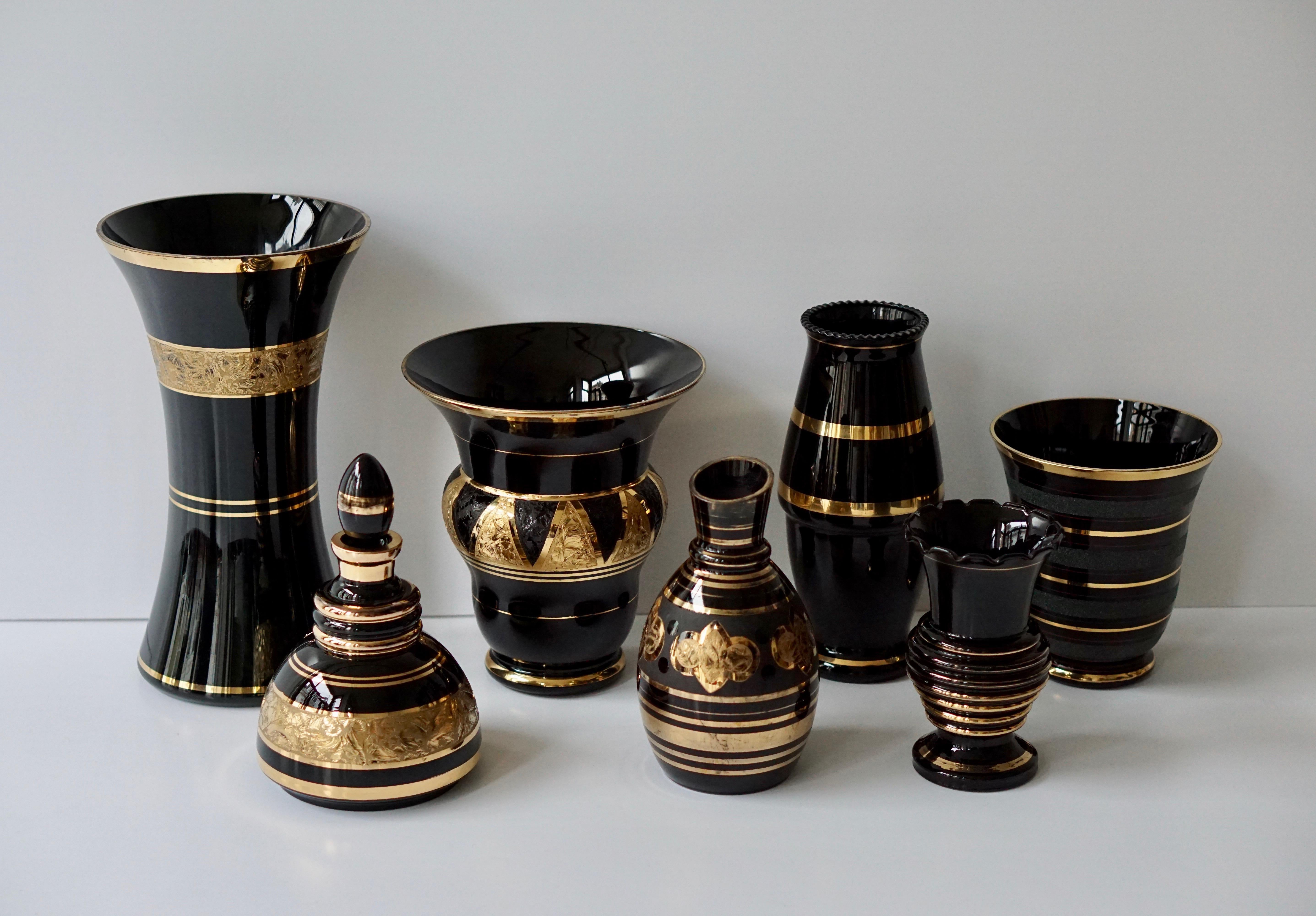 Set of Eight Booms Glass Vases, Belgium 2