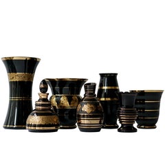 Set of Eight Booms Glass Vases, Belgium