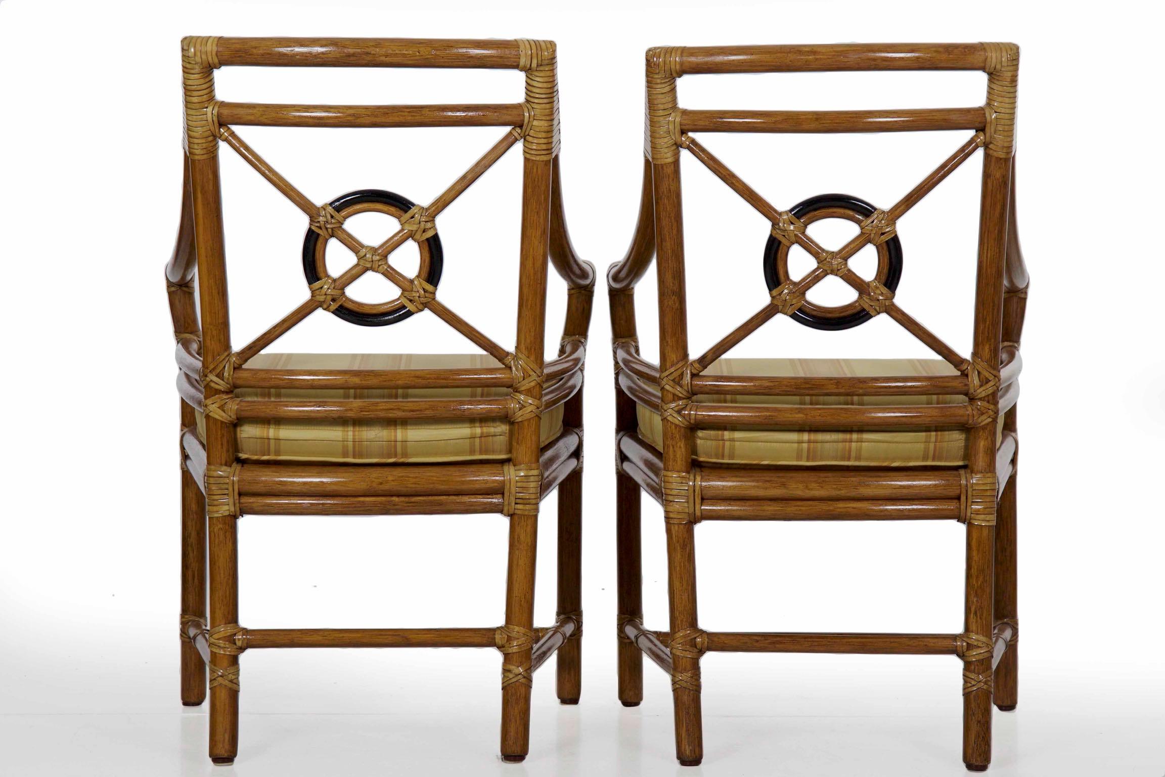 American Set of Eight Bound Rattan Dining Armchairs by McGuire