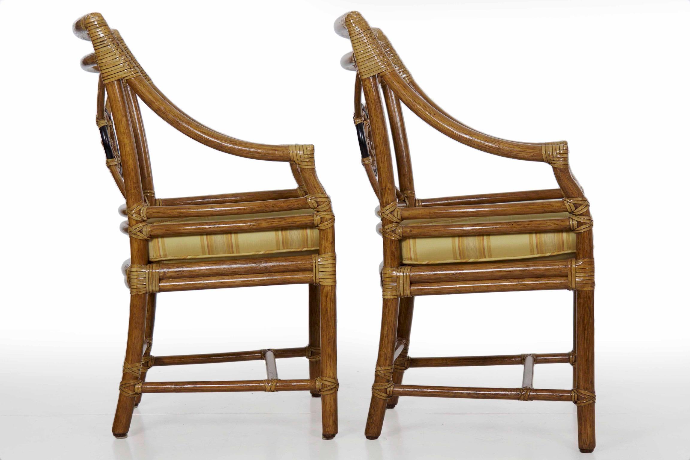 Set of Eight Bound Rattan Dining Armchairs by McGuire In Good Condition In Shippensburg, PA
