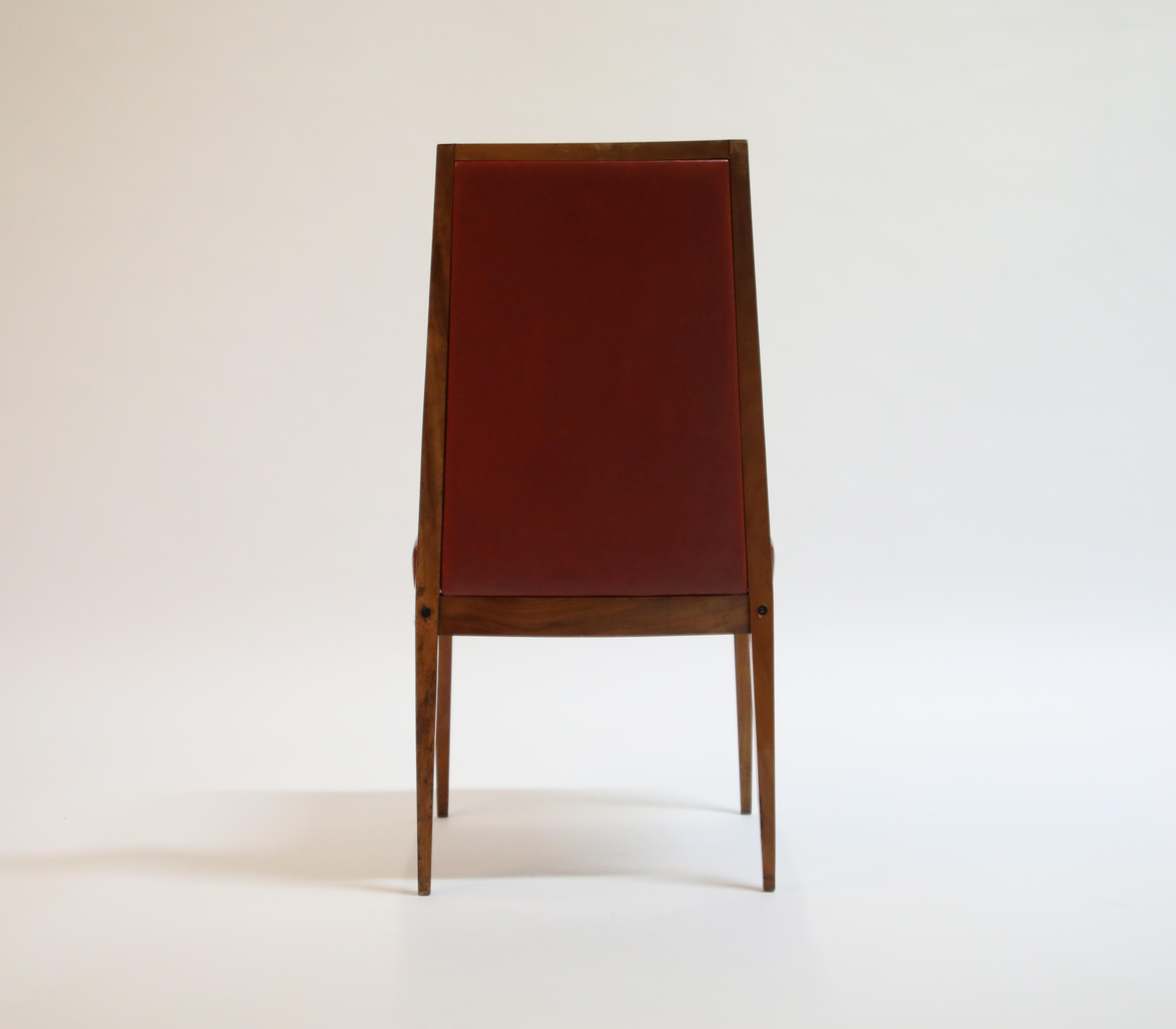 Faux Leather Set of Eight Brazilian Caviuna Rosewood Dining Chairs by Móveis Teperman, 1960