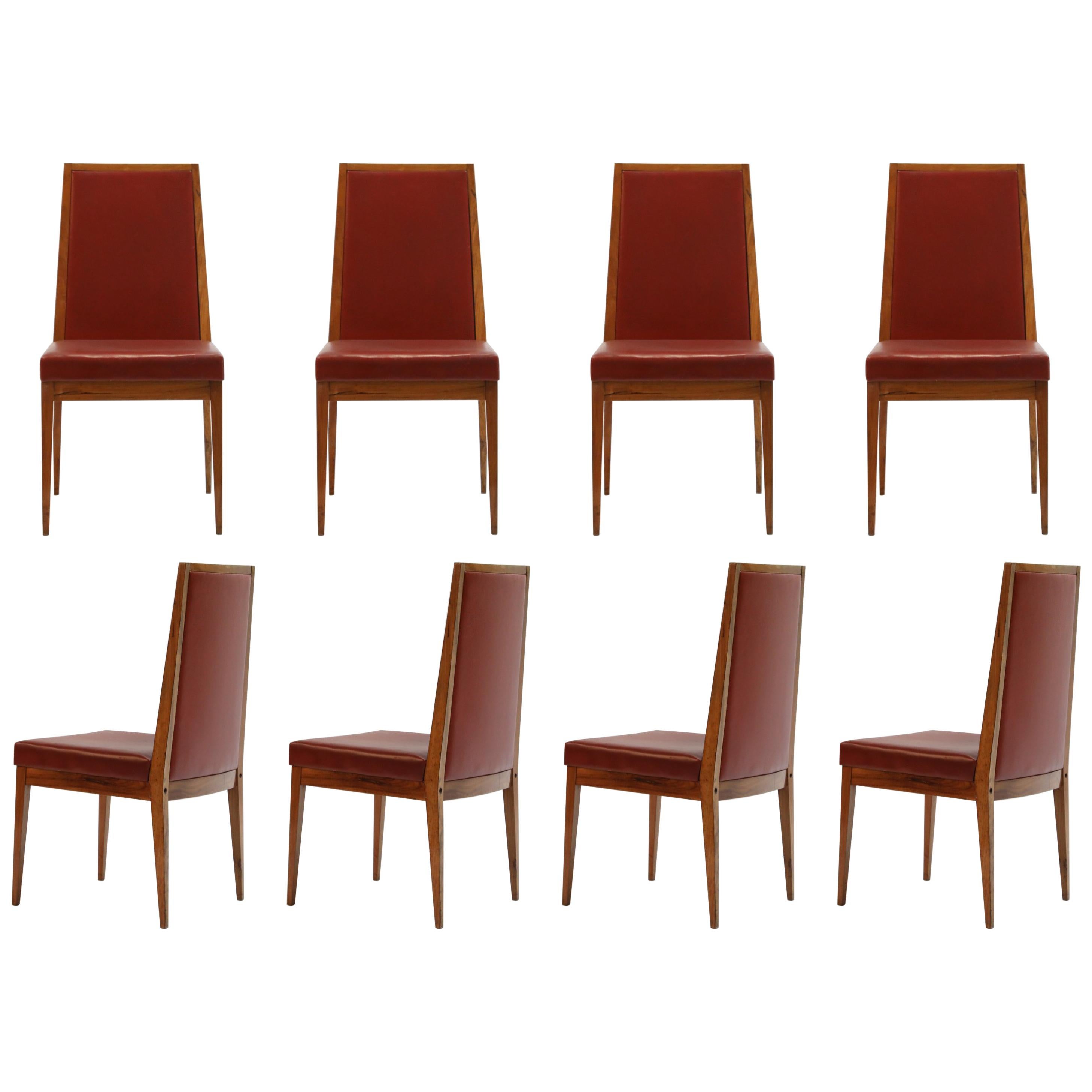 Set of Eight Brazilian Caviuna Rosewood Dining Chairs by Móveis Teperman, 1960