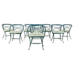 Satz von acht braunen Jordan Classic Garden Dining Armchairs