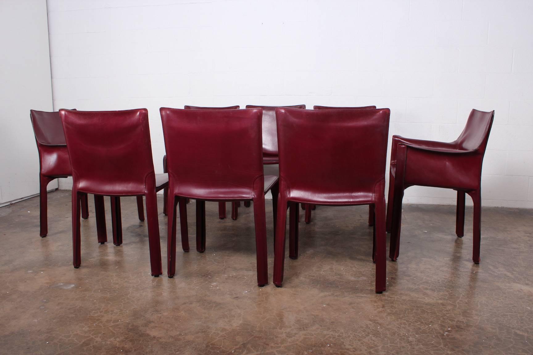 Late 20th Century Set of Eight Cab Chairs by Mario Bellini for Cassina