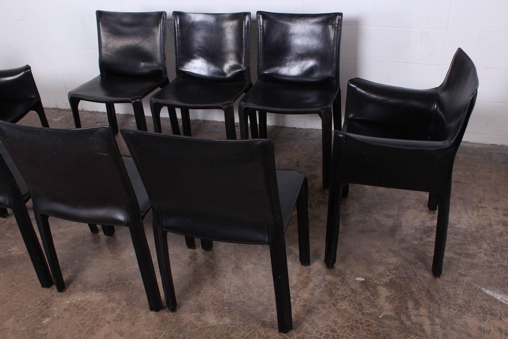 Late 20th Century Set of Eight Cab Chairs by Mario Bellini for Cassina