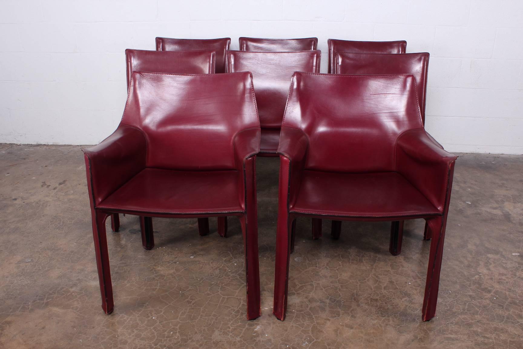 Set of Eight Cab Chairs by Mario Bellini for Cassina 1