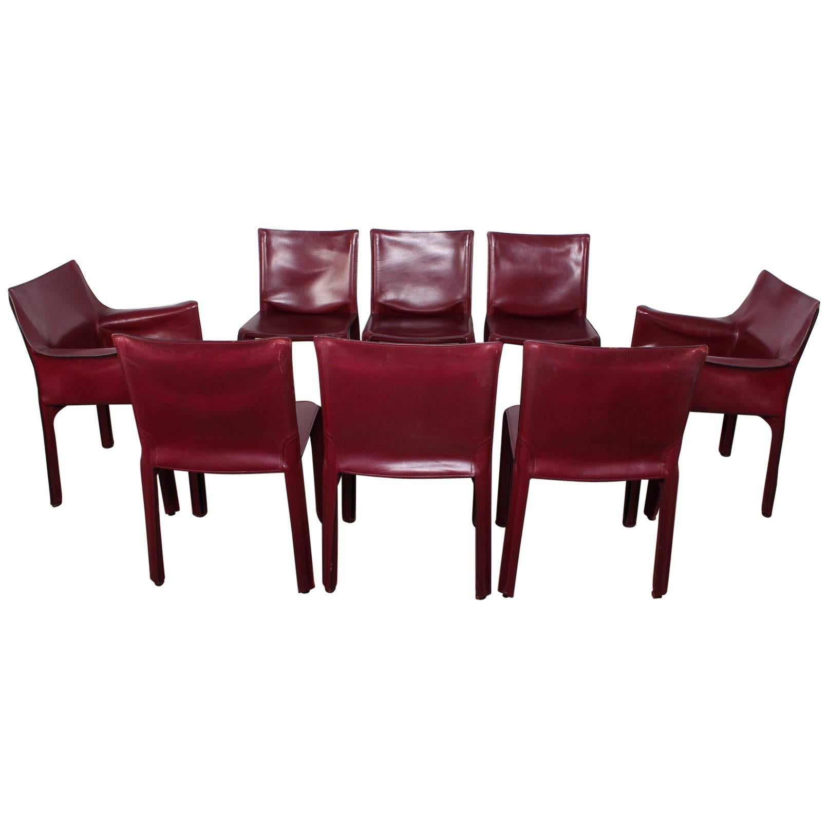 Set of Eight Cab Chairs by Mario Bellini for Cassina