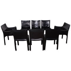 Set of Eight Cab Chairs by Mario Bellini for Cassina