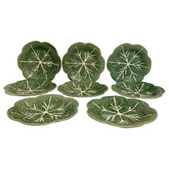 Set Of Eight Cabbage Pattern Dessert Plates Bordallo Pinheiro, Portugal