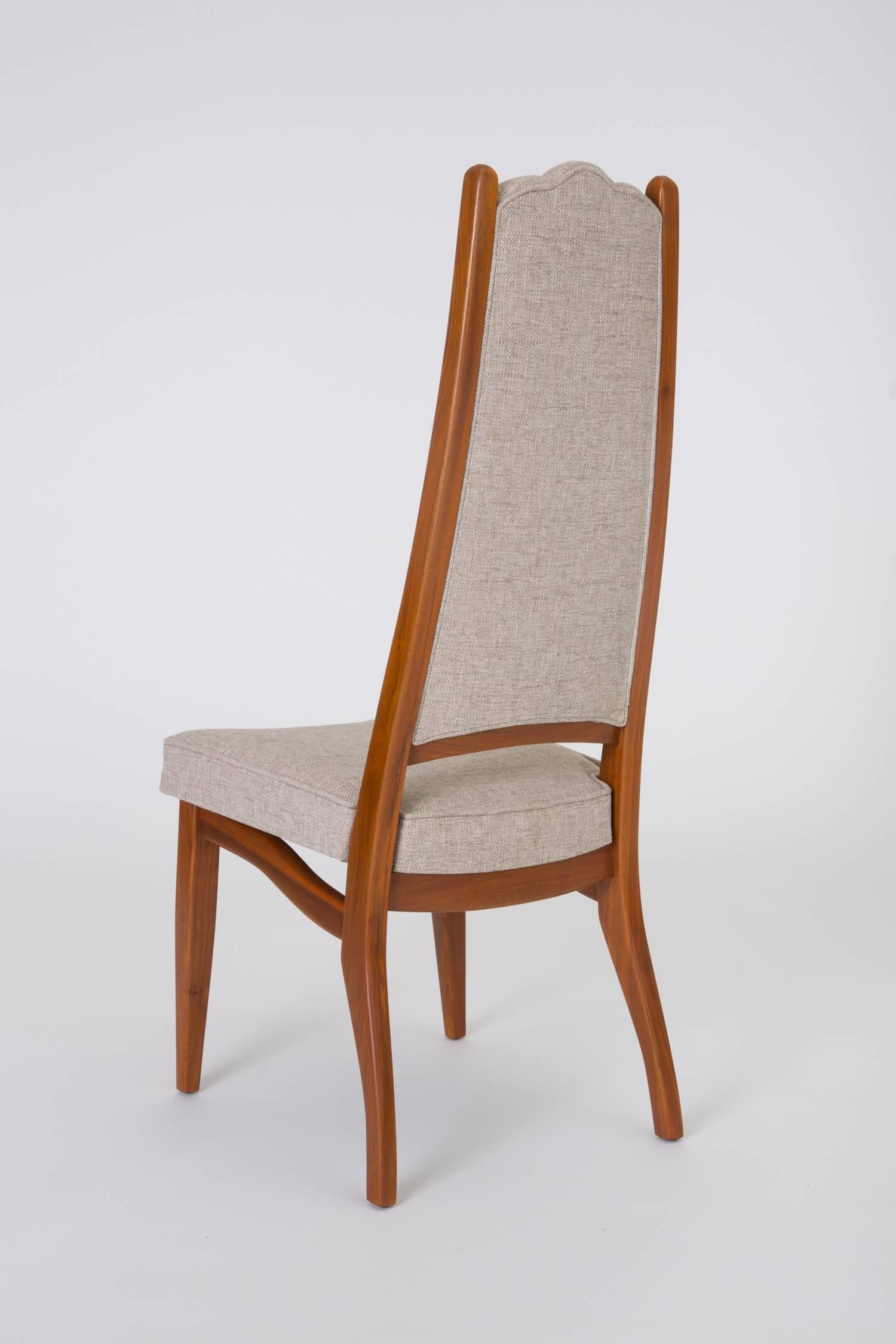 American Set of Eight Cal-Mode Walnut Dining Chairs
