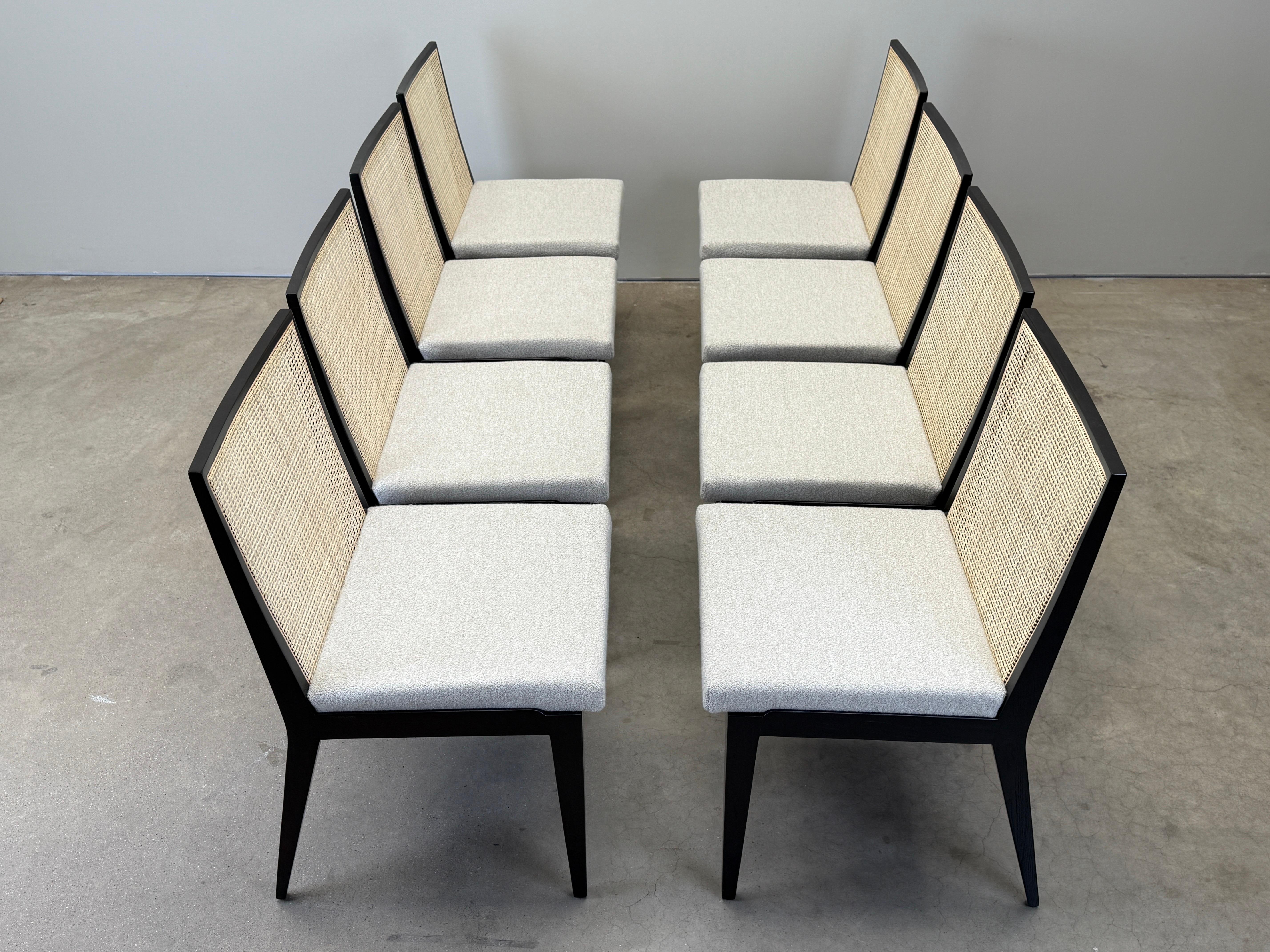 Ensemble de huit chaises de salle à manger à dossier canné par Edward Wormley pour Dunbar en vente 14