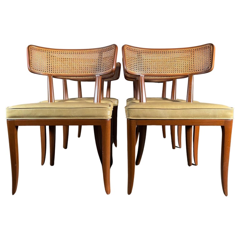Set of Eight Caned Back Dunbar Dining Chairs For Sale