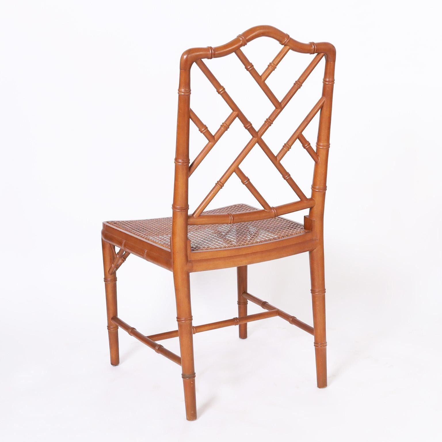 Set of Eight Caned Faux Bamboo Dining Chairs 1