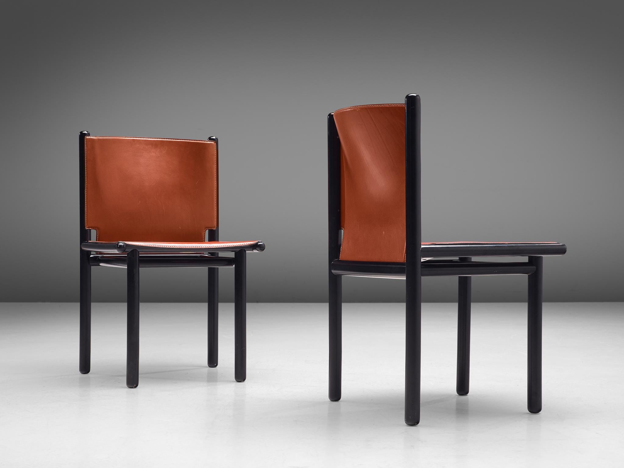 Late 20th Century Set of Eight 'Caprile' Chairs in Red Leather by Gianfranco Frattini