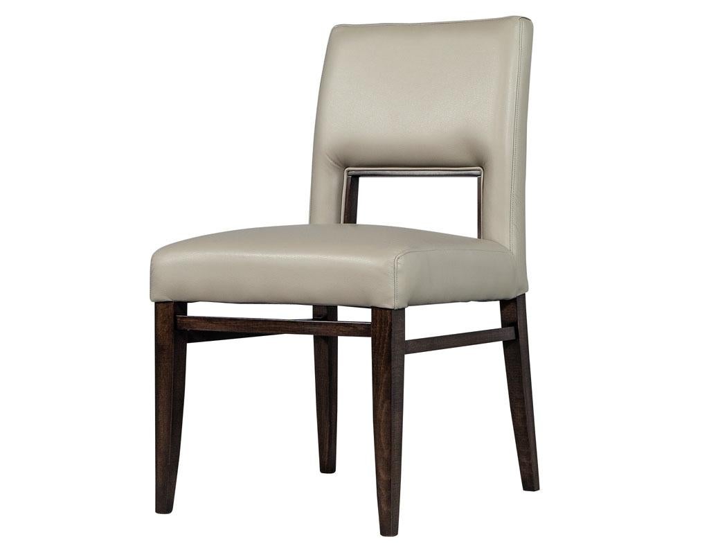 Set of Eight Carrocel Custom Modern Leather Finito Dining Chairs For Sale 7