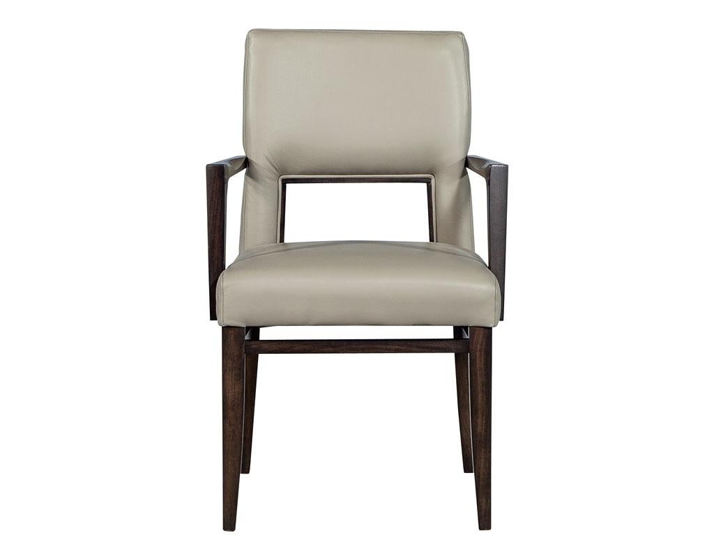 Set of eight Carrocel custom modern leather Finito dining chairs. A recent addition to the Carrocel custom collection. The Finito dining chairs are sophisticated and modern. These chairs are Italian made and are elegantly and cleanly designed. These