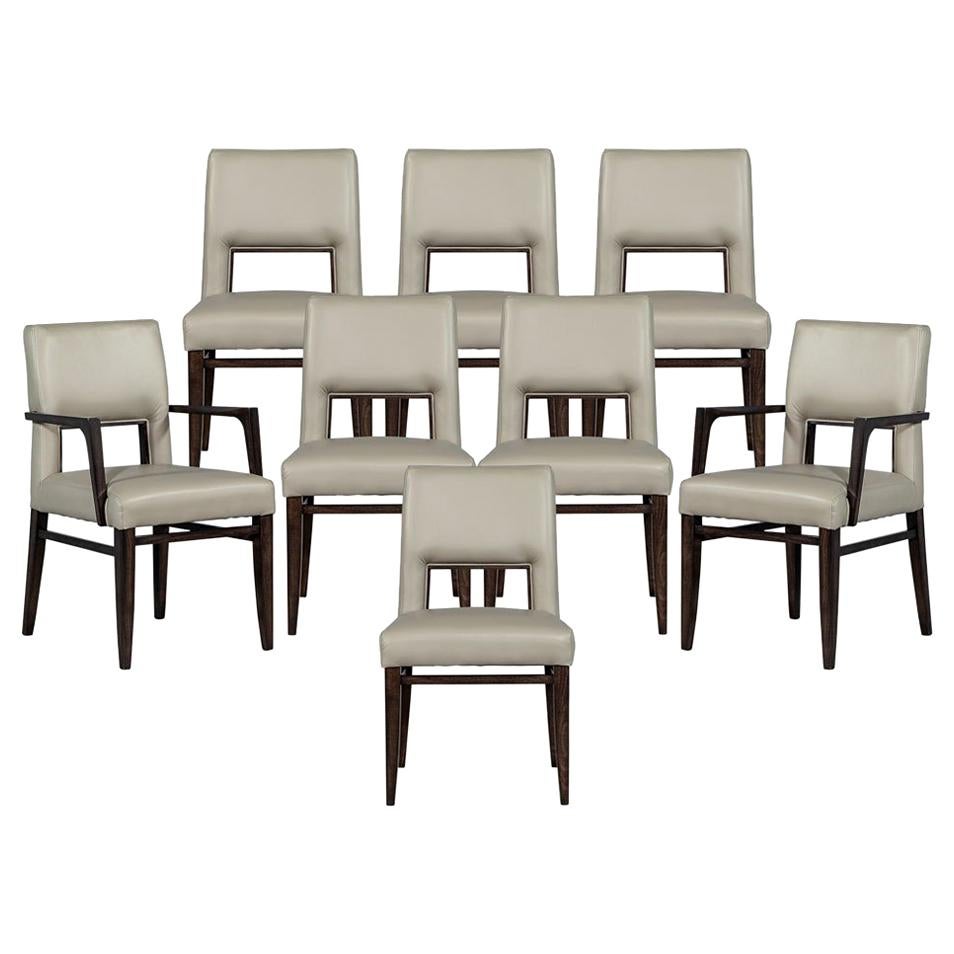 Set of Eight Carrocel Custom Modern Leather Finito Dining Chairs For Sale