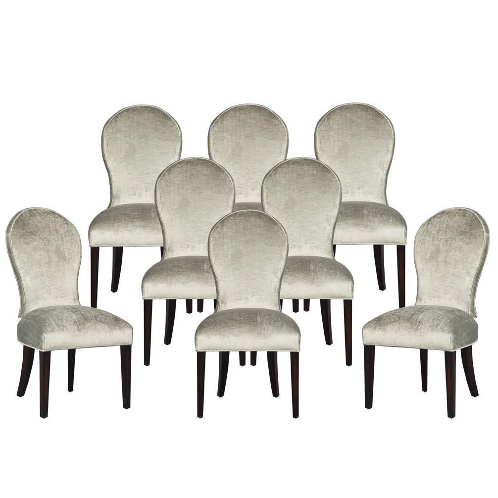 Set of Eight Carrocel Custom Modern Spoon Back Dining Chairs