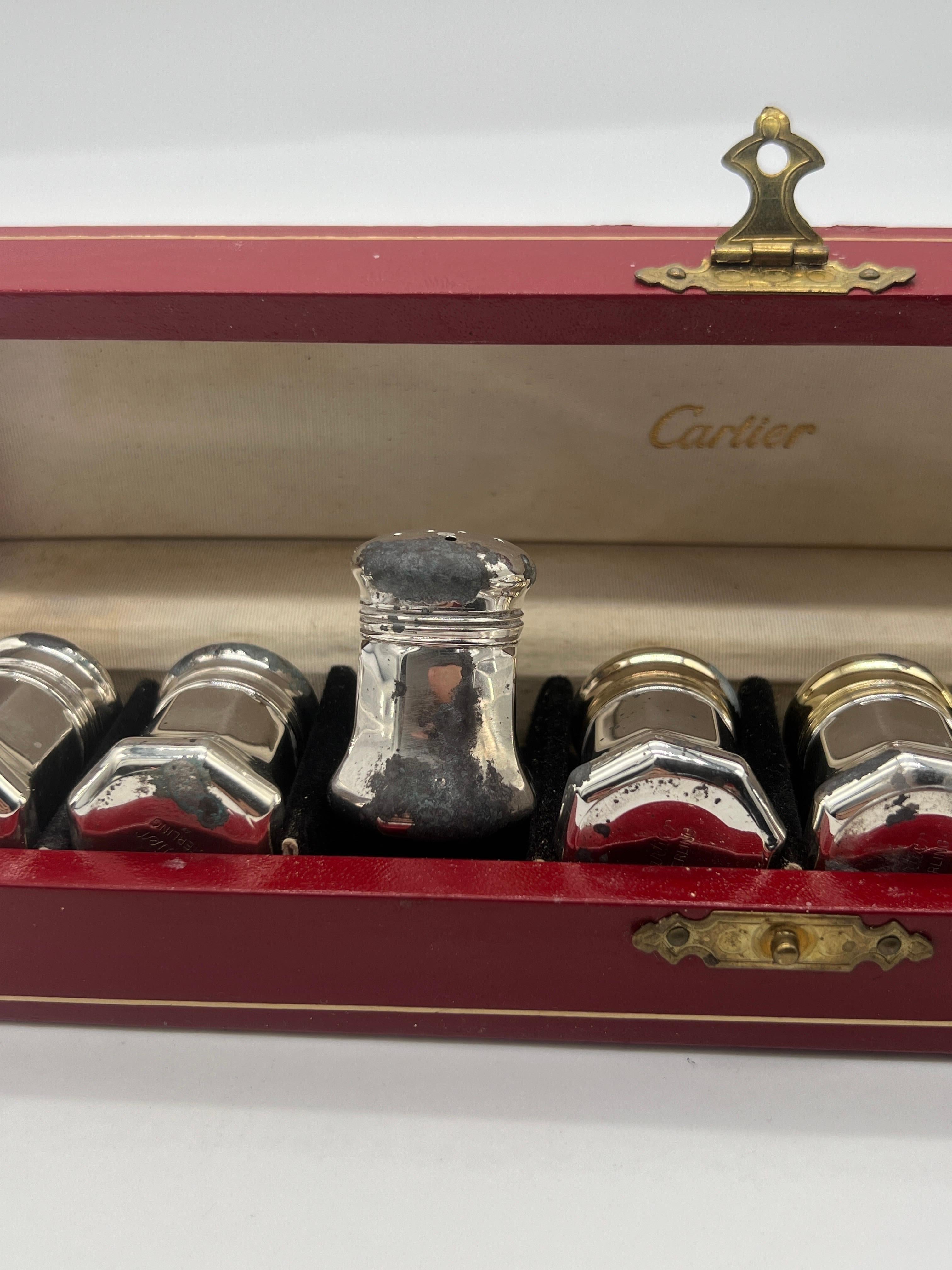 Set of Eight Cartier Miniature Sterling Silver Salt and Pepper Shakers 1