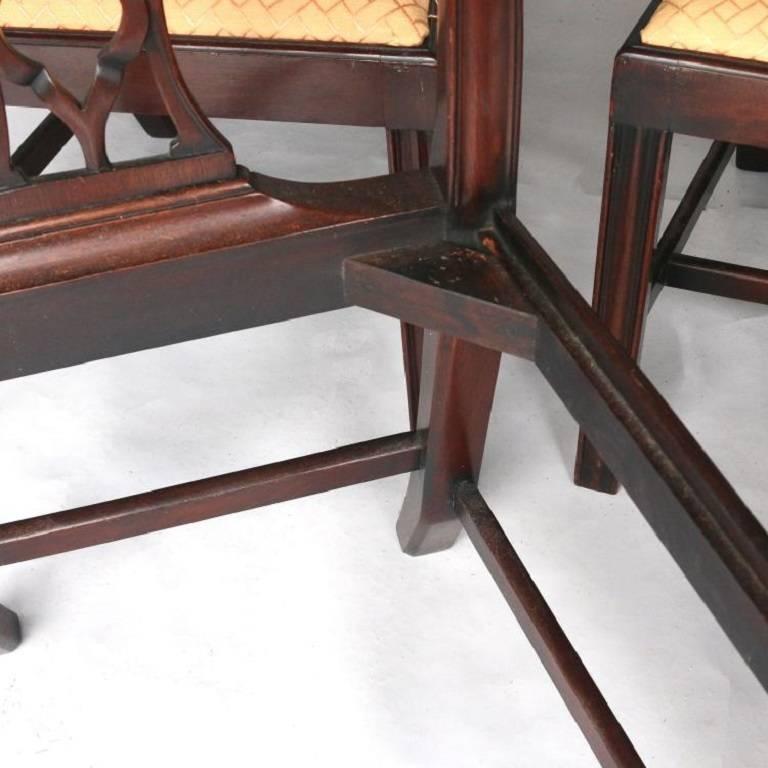20th Century Set of Eight Carved Mahogany Chippendale Style Dining Chairs
