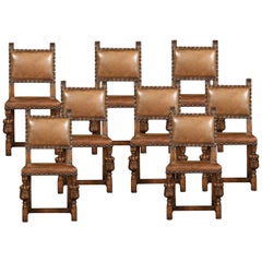 Set of Eight Carved Oak Dining Chairs Set of Eight Carved Oak Dining Chairs