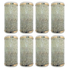 Set of Eight Cascata Sconces with Clear Murano Glass. Italy, 1980's.