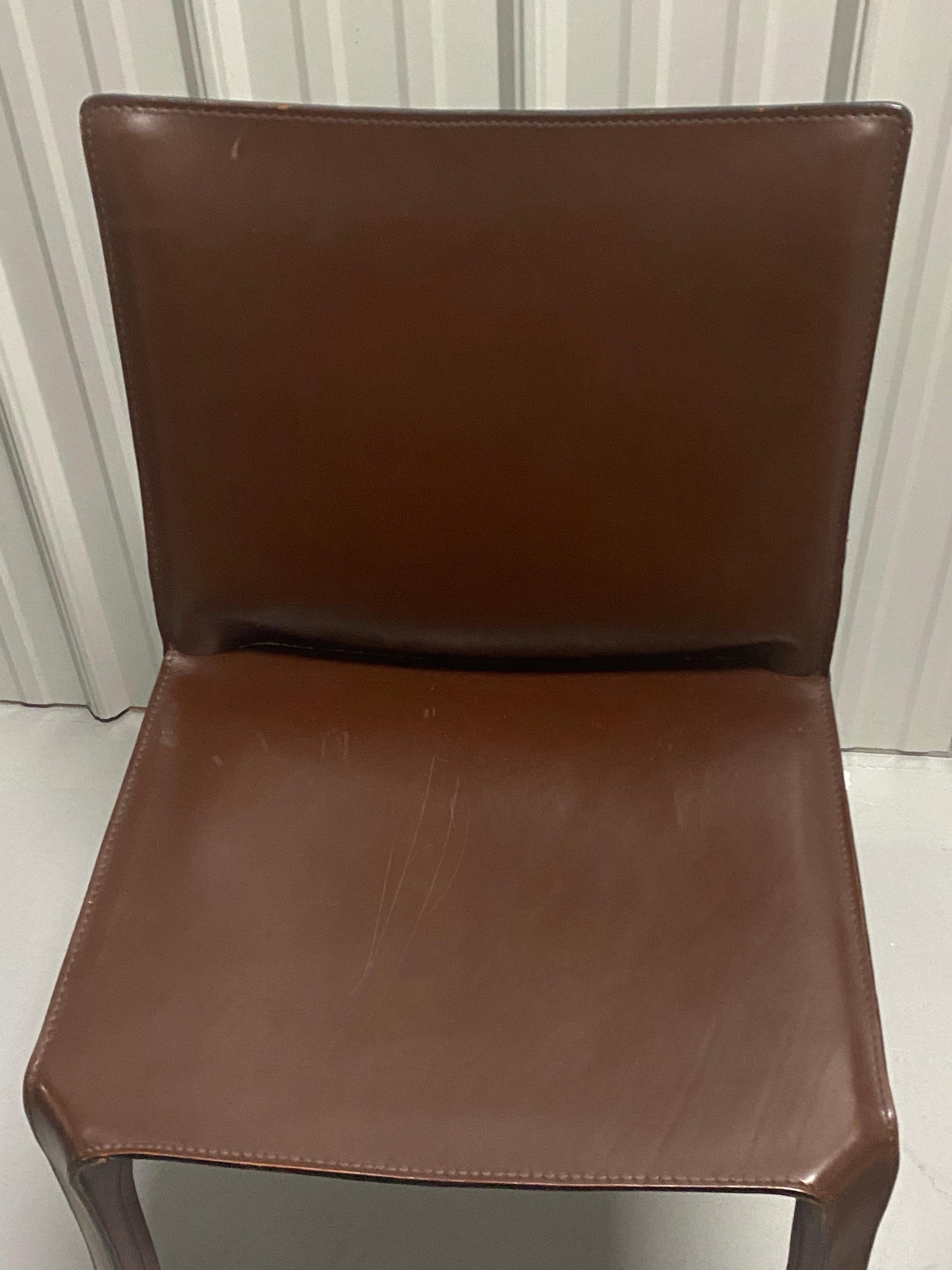 Set of Eight Cassina Cab Leather Chairs by Mario Bellini For Sale 3