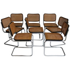 Set of Eight "Cesca" Chairs by M. Breuer for Gavina, circa 1965