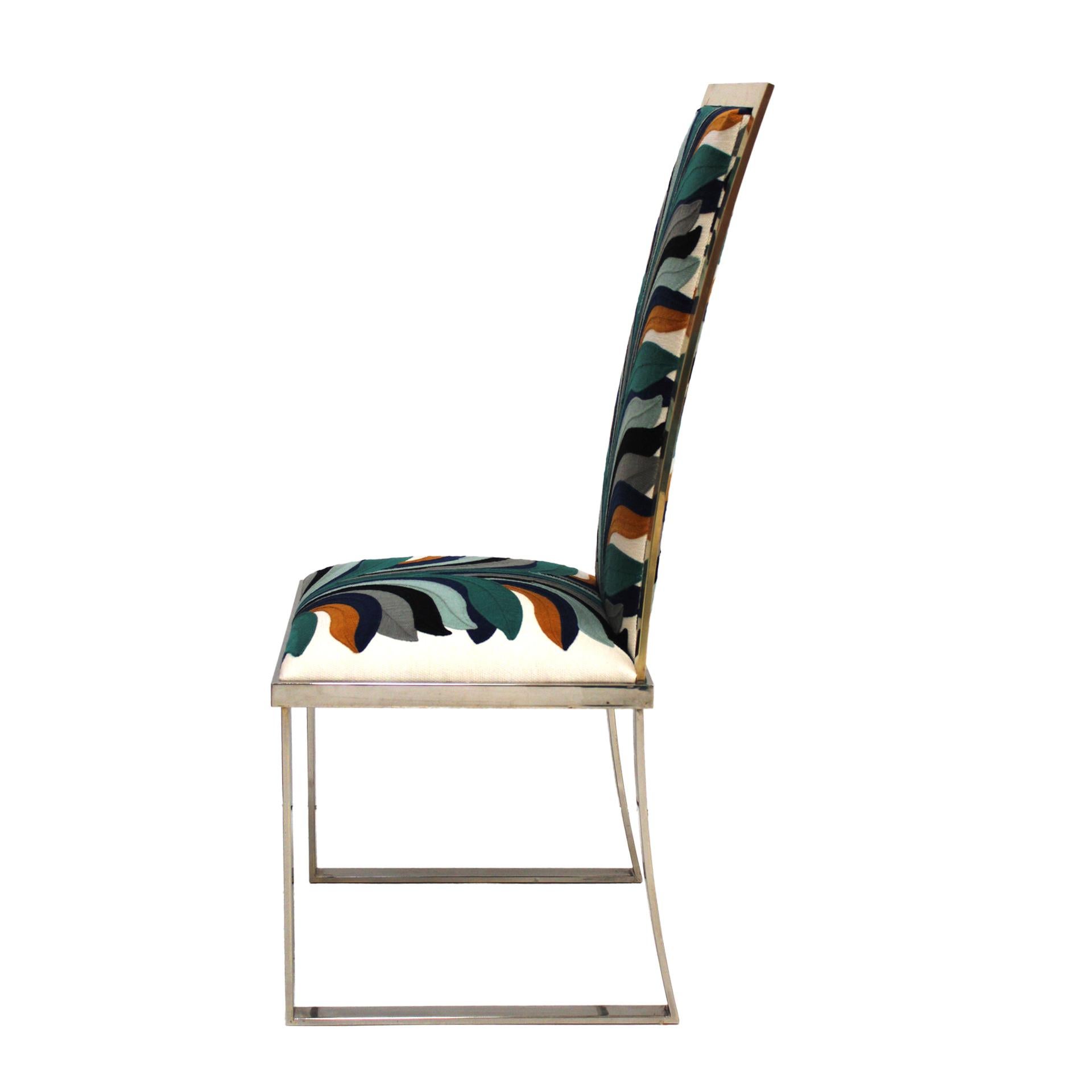 Modern Eight Dining Chairs Made of Brass & Steel by Michel Mangematin, Ready to ship For Sale