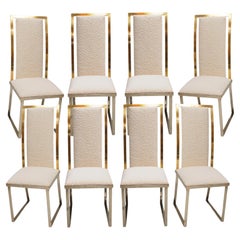 Set of Eight Chairs in bouclé wool by Michel Mangematin France 1970.