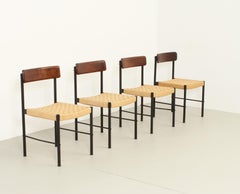 Ensemble de huit chaises avec sièges en corde par Casas, Espagne, 1961