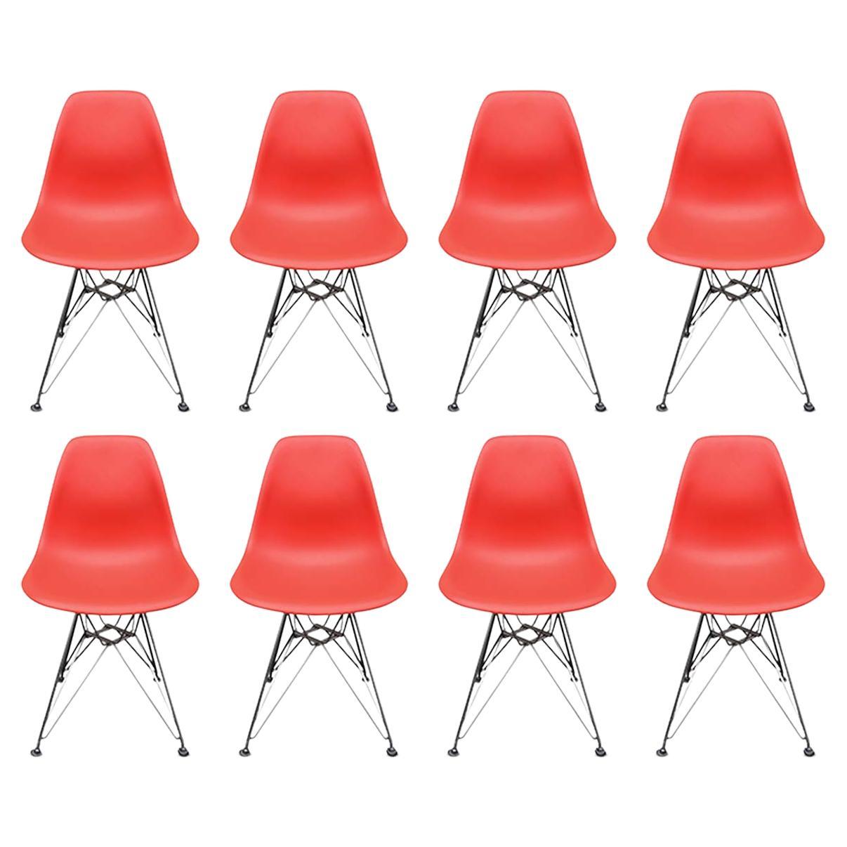 Set of Eight Charles Eames for Herman Miller Side Dining Pink Eiffel Chairs MCM