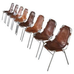 Set of Eight Charlotte Perriand Mid-Century Leather Dining Chairs