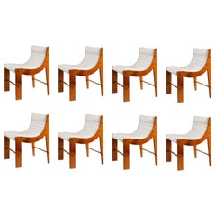 Set of Eight Cherrywood and Leather Chairs