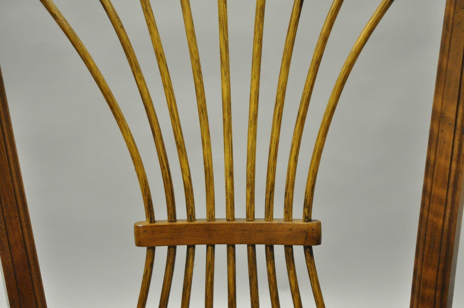 Set of Eight Cherrywood Wheat Sheaf Back Rush Seat Chairs, French Cottage In Good Condition In Philadelphia, PA
