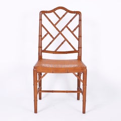 Set of Eight Chinese Chippendale Faux Bamboo Dining Chairs