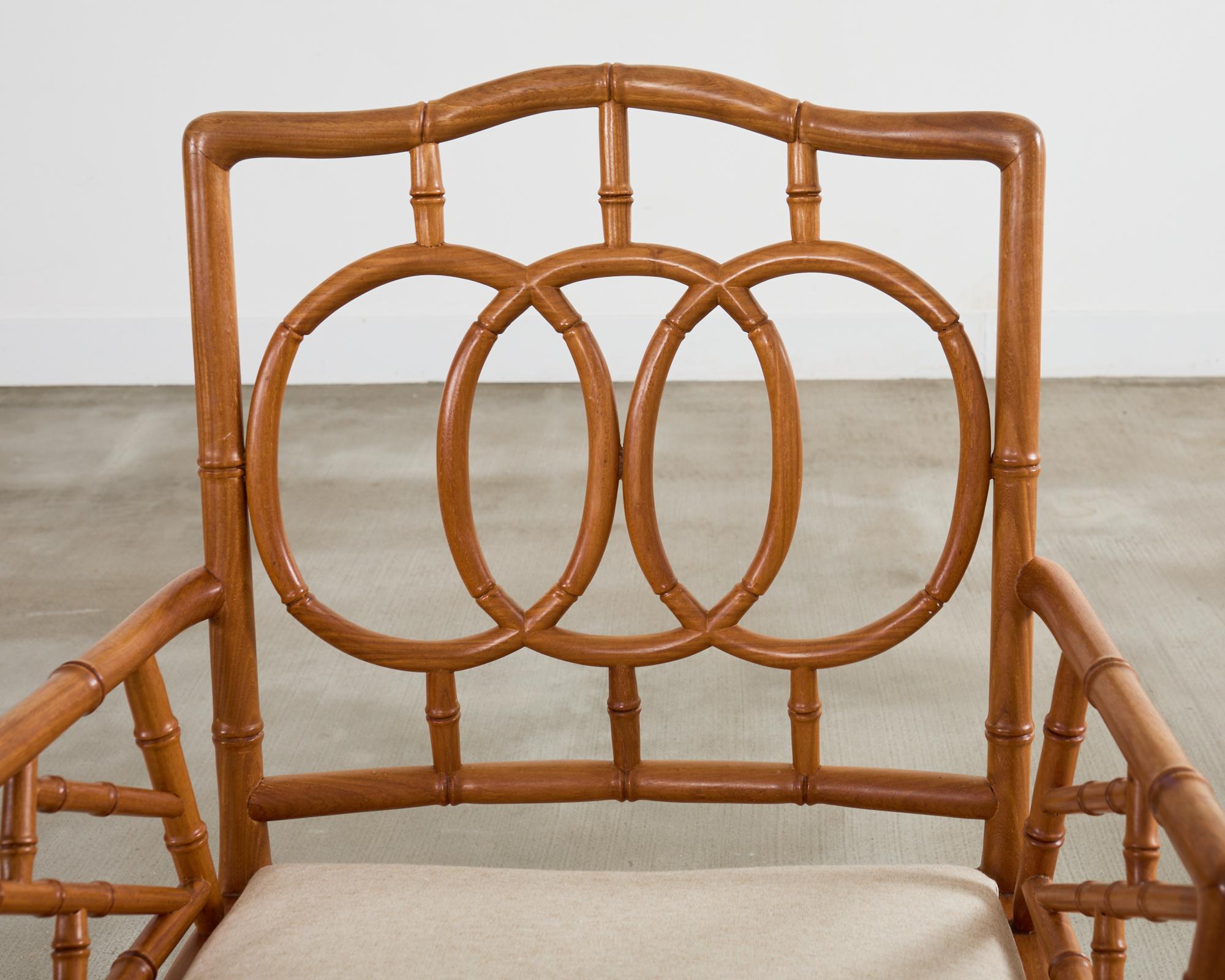 Set of Eight Chinese Chippendale Faux Bamboo Elm Dining Chairs 9