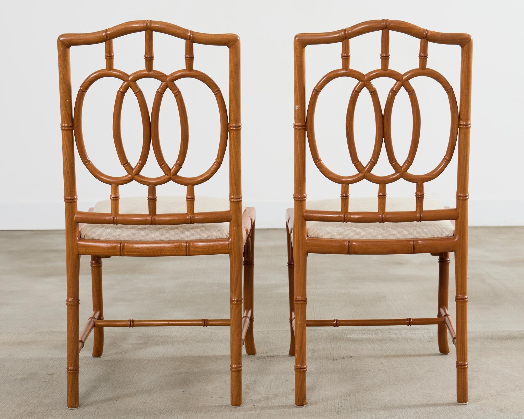 Set of Eight Chinese Chippendale Faux Bamboo Elm Dining Chairs 13
