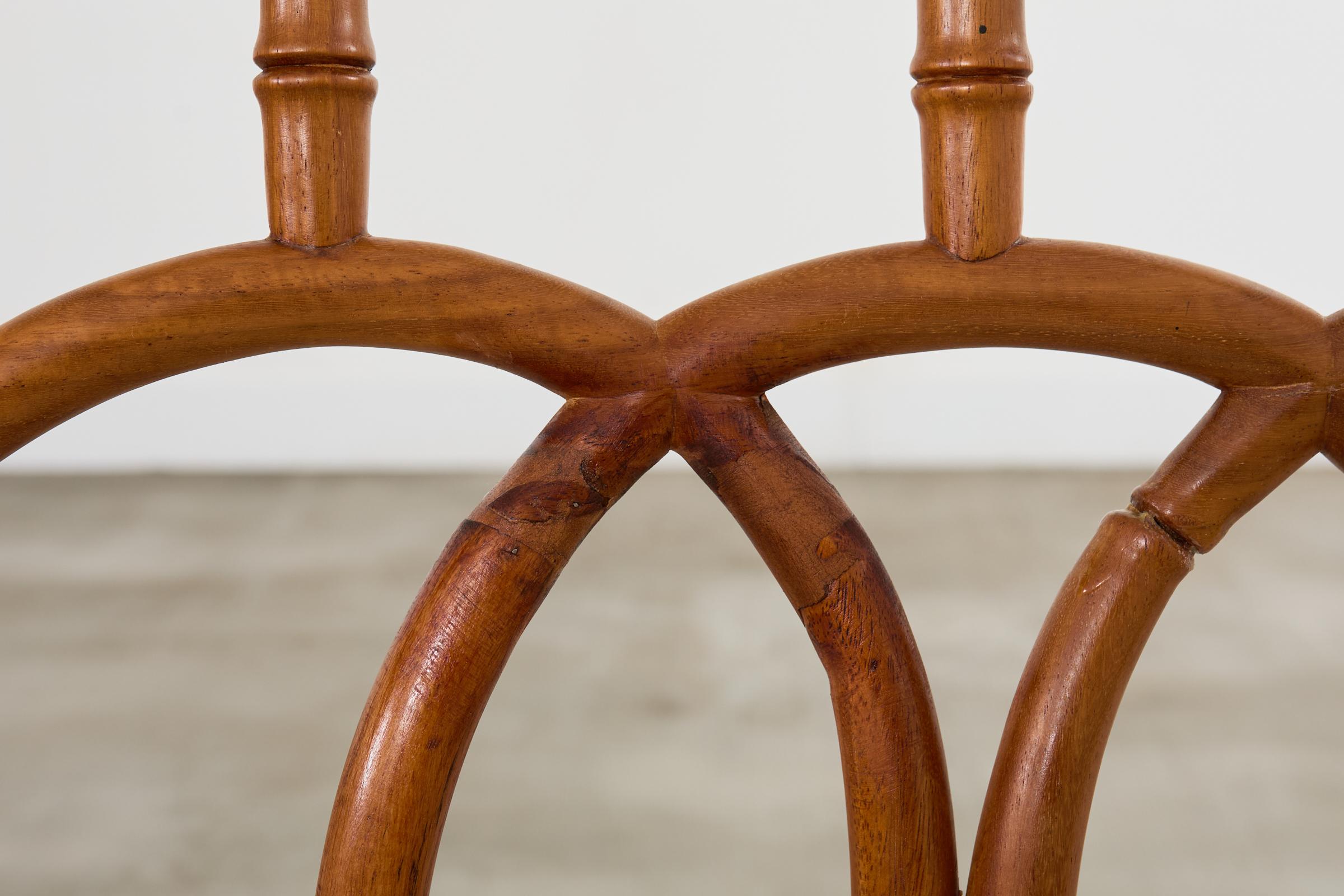 Set of Eight Chinese Chippendale Faux Bamboo Elm Dining Chairs 14
