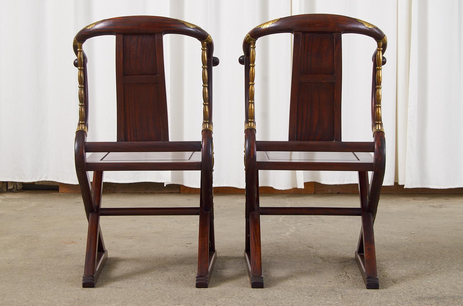 Set of Eight Chinese Export Ming Style Horseshoe Dining Armchairs 8