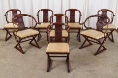 Set di otto poltrone da pranzo a ferro di cavallo in stile Ming Ming da esportazione cinese