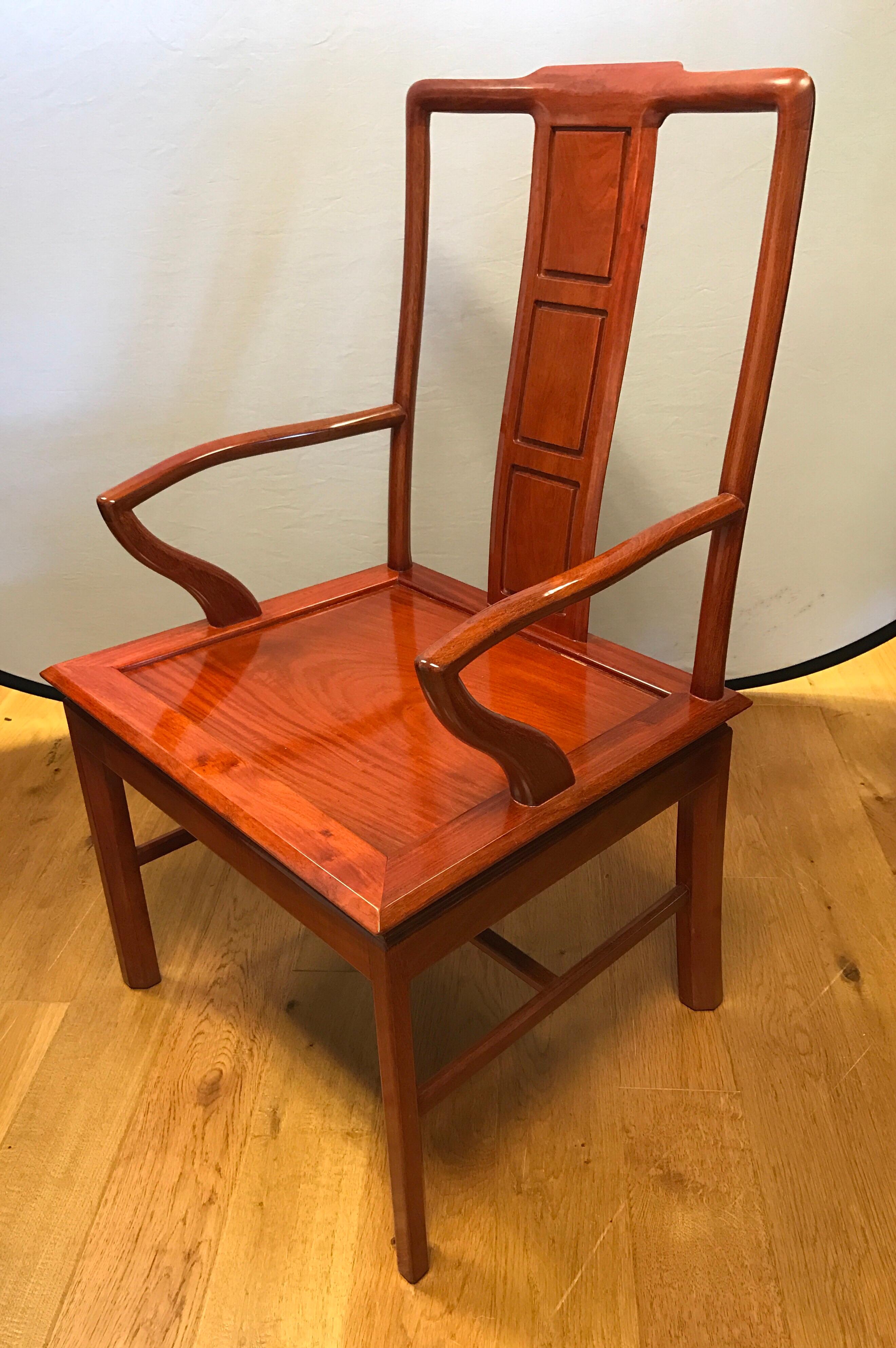 Mid-Century Modern Set of Eight Chinese Rosewood Dining Chairs