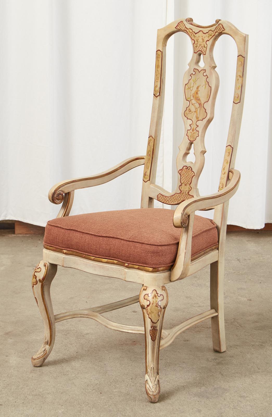 Set of Eight Chinoiserie Queen Anne Style Dining Chairs For Sale 7