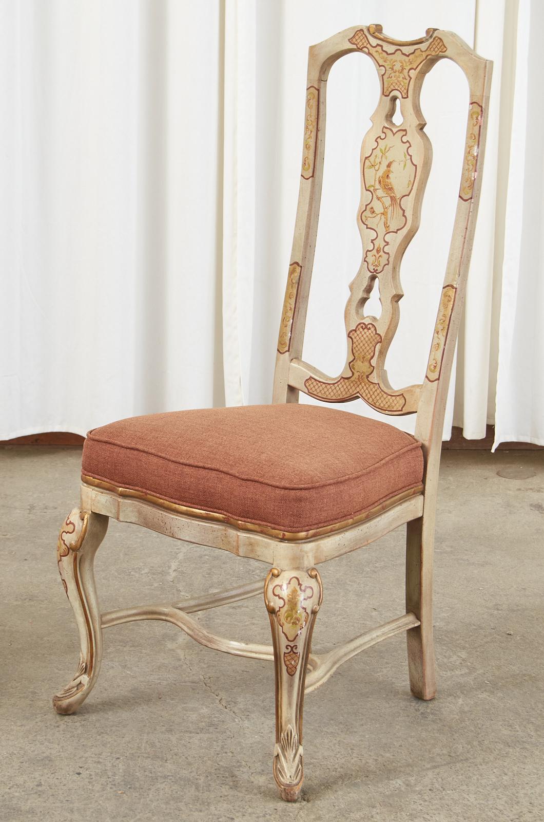 Set of Eight Chinoiserie Queen Anne Style Dining Chairs For Sale 8