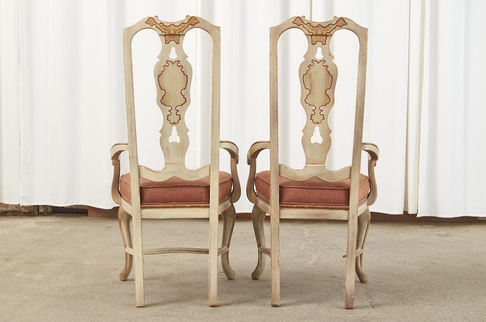 20th Century Set of Eight Chinoiserie Queen Anne Style Dining Chairs For Sale