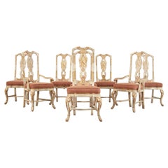 Set of Eight Chinoiserie Queen Anne Style Dining Chairs