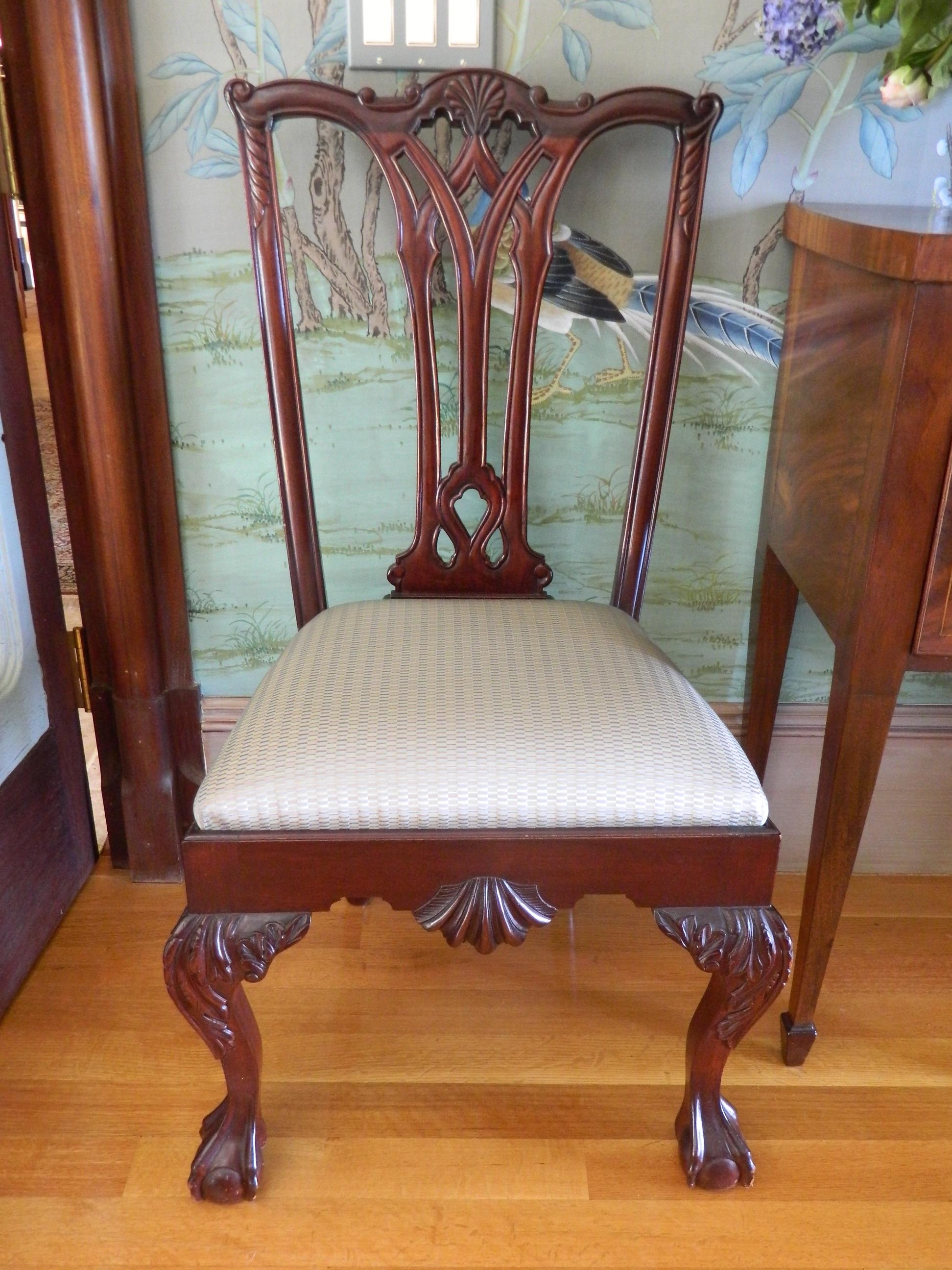 Set of Eight Chippendale Chairs, Six Side and Two Arm Chairs, 20th Century For Sale 2